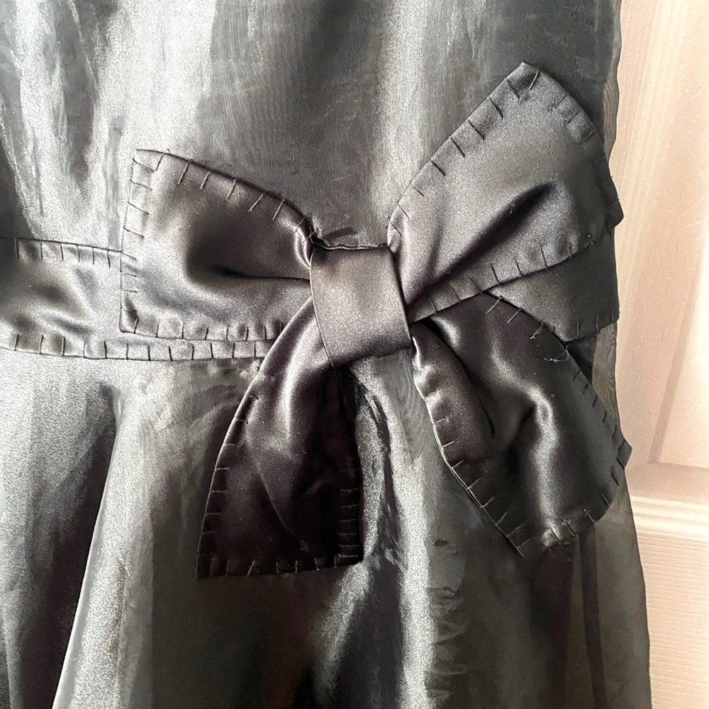 VINTAGE 90’s VICTOR COSTA Black Organza‎ Tulle Bow Detail A-Line Maxi Skirt SZ S